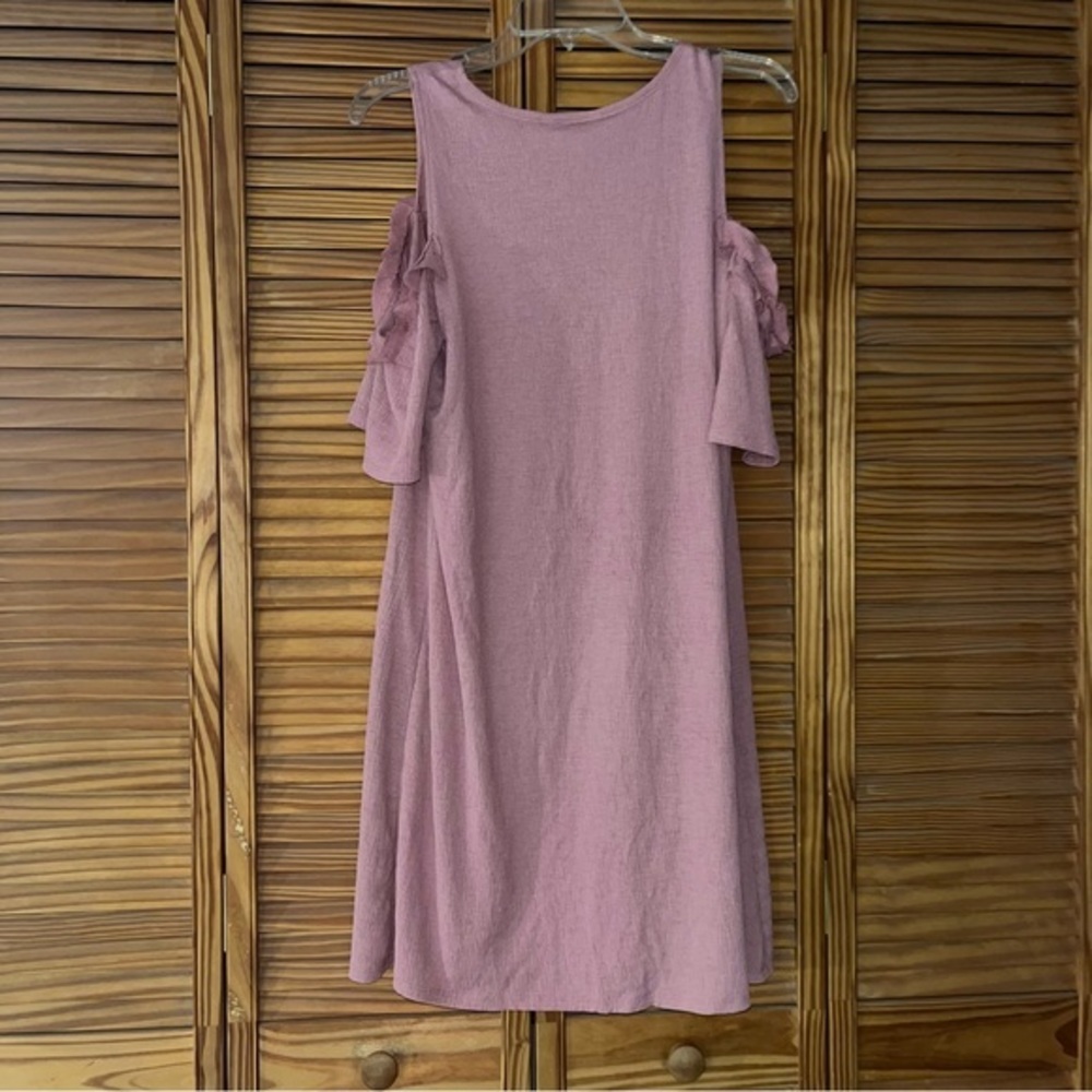 LC Lauren Conrad Pink Rose Cold Shoulder Ruffle‎ Dress Size Large - Picture 2 of 13
